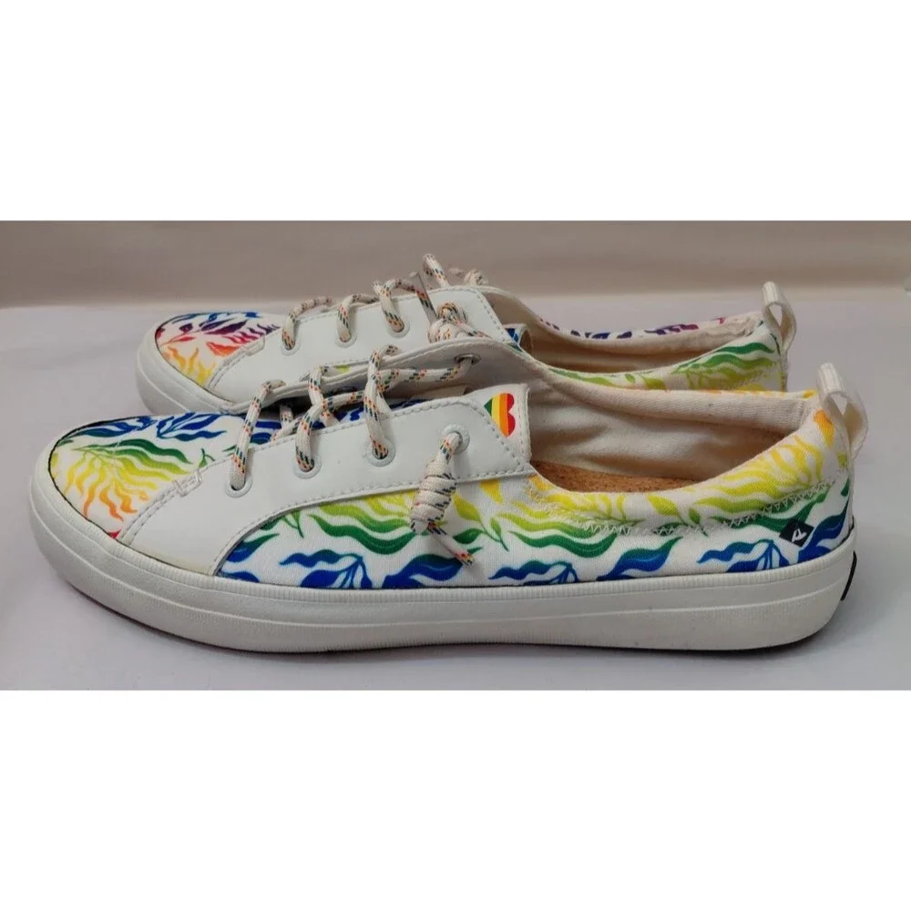 Sperry STS87526 Crest Vibe Pride Women 10M Multicolor Classic Sneaker Boat Shoes